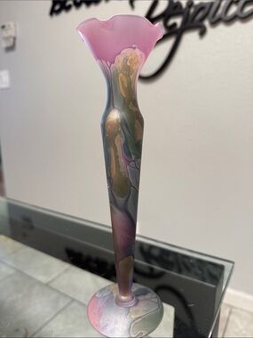 This is a Hand Painted Art Nouveau vase.